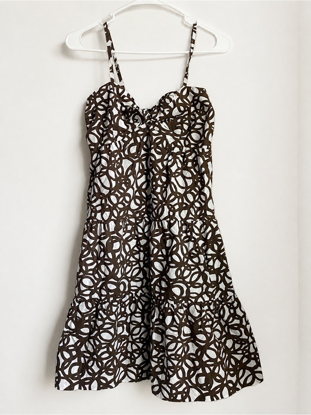 Banana Republic Brown & White Tiered Cotton Mini Dress
